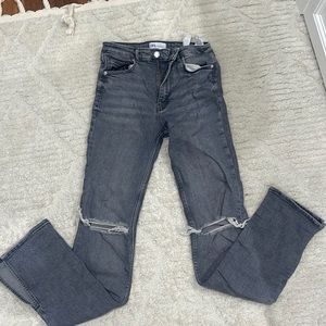 Distressed Grey Zara Jeans with Split Hem